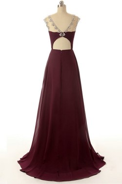 A-Line Beaded Long Chiffon Prom Evening Formal Dresses ED011542