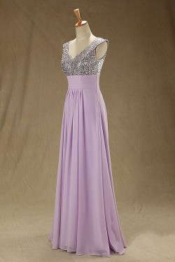A-Line Beaded Sequin Long Chiffon Prom Evening Formal Dresses ED011544