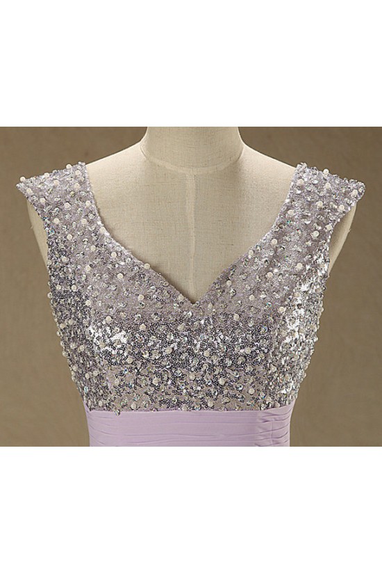 A-Line Beaded Sequin Long Chiffon Prom Evening Formal Dresses ED011544