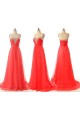 A-Line Sweetheart Beaded Long Red Chiffon Prom Evening Formal Dresses ED011546