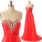 A-Line Sweetheart Beaded Long Red Chiffon Prom Evening Formal Dresses ED011546