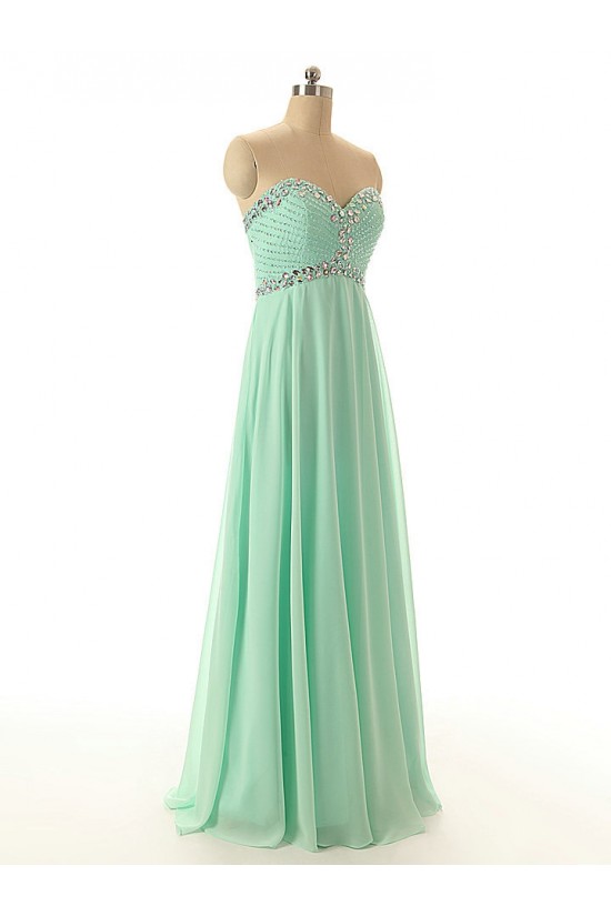 A-Line Sweetheart Beaded Long Chiffon Prom Evening Formal Dresses ED011547