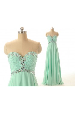A-Line Sweetheart Beaded Long Chiffon Prom Evening Formal Dresses ED011547