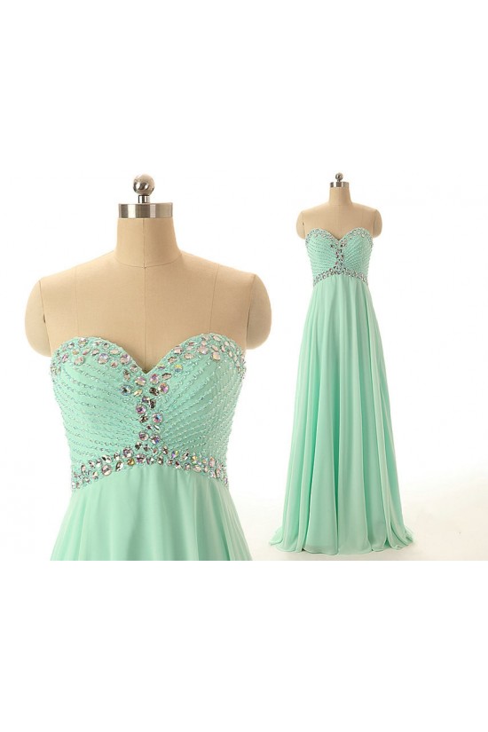 A-Line Sweetheart Beaded Long Chiffon Prom Evening Formal Dresses ED011547