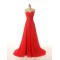 A-Line Sweetheart Long Red Chiffon Prom Evening Formal Dresses ED011548