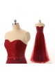 A-Line Sweetheart Long Red Lace and Tulle Prom Evening Formal Dresses ED011553