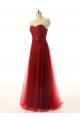 A-Line Sweetheart Long Red Lace and Tulle Prom Evening Formal Dresses ED011553