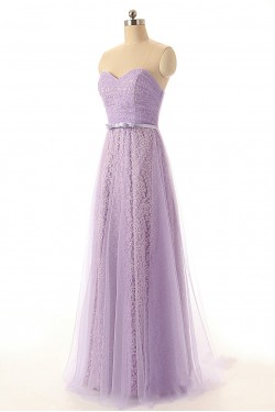A-Line Sweetheart Long Lace and Tulle Prom Evening Formal Dresses ED011555