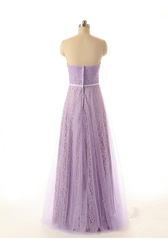 A-Line Sweetheart Long Lace and Tulle Prom Evening Formal Dresses ED011555