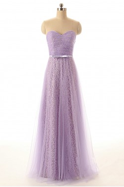 A-Line Sweetheart Long Lace and Tulle Prom Evening Formal Dresses ED011555