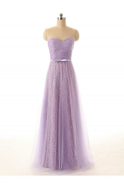A-Line Sweetheart Long Lace and Tulle Prom Evening Formal Dresses ED011555