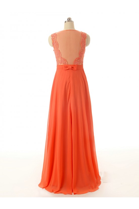 A-Line Beaded Applique and Chiffon Long Prom Evening Formal Dresses ED011556
