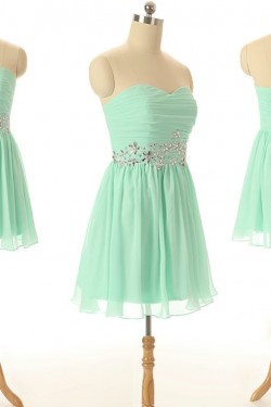 A-Line Sweetheart Beaded Short Chiffon Prom Evening Bridesmaid Dresses ED011558