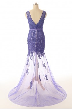 Trumpet/Mermaid Lace Applique Long Prom Evening Formal Dresses ED011559