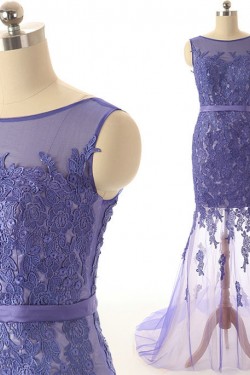 Trumpet/Mermaid Lace Applique Long Prom Evening Formal Dresses ED011559