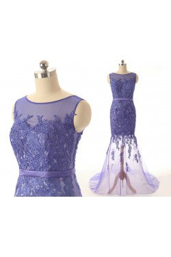 Trumpet/Mermaid Lace Applique Long Prom Evening Formal Dresses ED011559