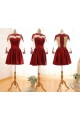 A-Line Jewel Long Sleeve Red Applique and Satin Prom Evening Formal Dresses ED011563