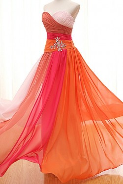 A-Line Sweetheart Long Chiffon Prom Evening Formal Dresses ED011565