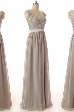 A-Line Beaded Long Chiffon Prom Evening Formal Dresses ED011566