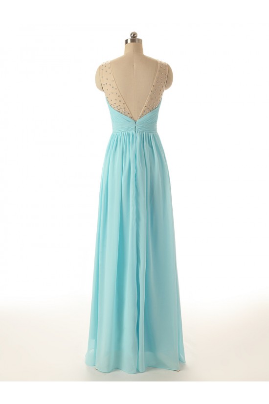 A-Line Beaded Long Blue Chiffon Prom Evening Formal Dresses ED011567 A-Line Beaded Long Blue Chiffon Prom Evening Formal Dresses ED011567