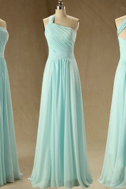 A-Line One-Shoulder Long Chiffon Prom Evening Bridesmaid Dresses ED011569