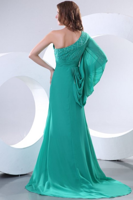 One-Shoulder Beaded Long Chiffon Prom Evening Formal Party Dresses ED010157 One-Shoulder Beaded Long Chiffon Prom Evening Formal Party Dresses ED010157