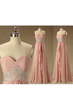 A-Line Beaded Sweetheart Long Chiffon Prom Evening Formal Dresses ED011570