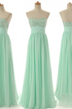 A-Line Sweetheart Beaded Long Chiffon Prom Evening Formal Dresses ED011571