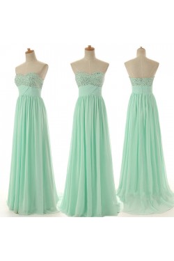 A-Line Sweetheart Beaded Long Chiffon Prom Evening Formal Dresses ED011571
