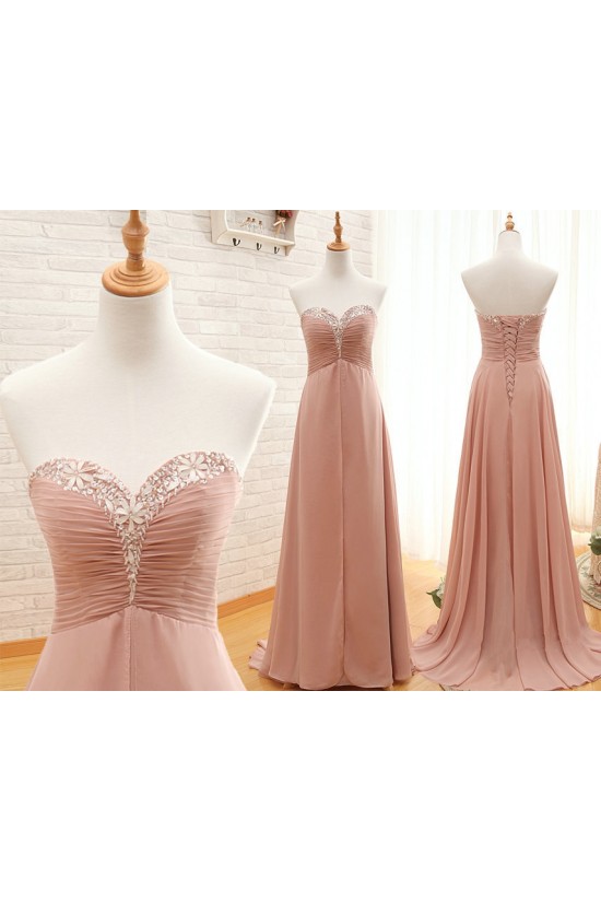 A-Line Sweetheart Beaded Long Chiffon Prom Evening Formal Dresses ED011574 A-Line Sweetheart Beaded Long Chiffon Prom Evening Formal Dresses ED011574
