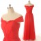 A-Line Off-the-Shoulder Long Red Chiffon Prom Evening Formal Dresses ED011579