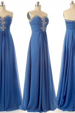 A-Line Sweetheart Beaded Long Chiffon Prom Evening Formal Dresses ED011582