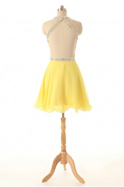 A-Line Beaded Short Chiffon Prom Evening Formal Cocktail Dresses ED011585