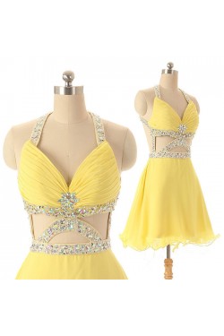 A-Line Beaded Short Chiffon Prom Evening Formal Cocktail Dresses ED011585