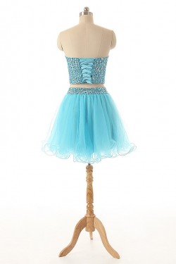 A-Line Sweetheart Beaded Two Pieces Short Prom Evening Cocktail Dresses ED011586