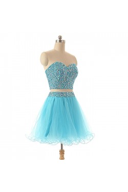 A-Line Sweetheart Beaded Two Pieces Short Prom Evening Cocktail Dresses ED011586
