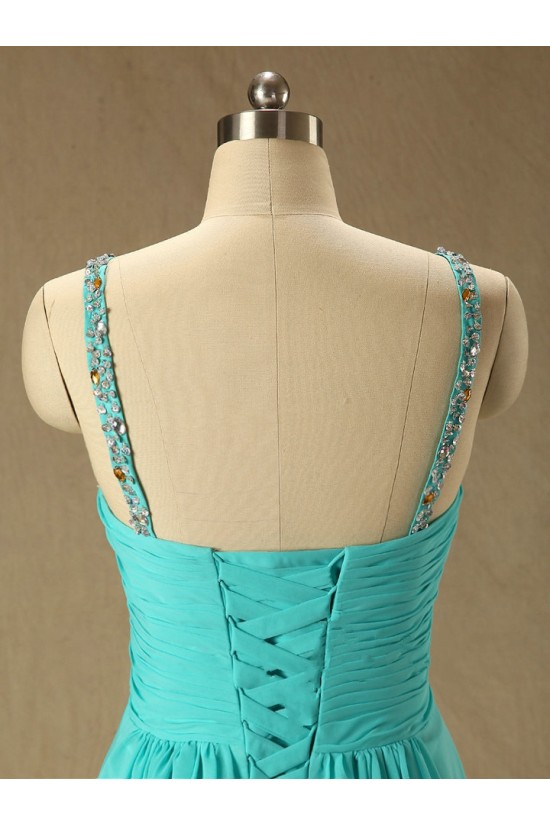 A-Line Spaghetti Strap Beaded Long Chiffon Prom Evening Formal Dresses ED011587