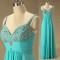 A-Line Spaghetti Strap Beaded Long Chiffon Prom Evening Formal Dresses ED011587