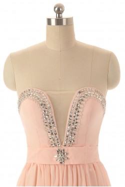 Elegant A-Line Beaded Long Chiffon Prom Evening Formal Dresses ED011591