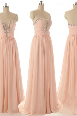 Elegant A-Line Beaded Long Chiffon Prom Evening Formal Dresses ED011591