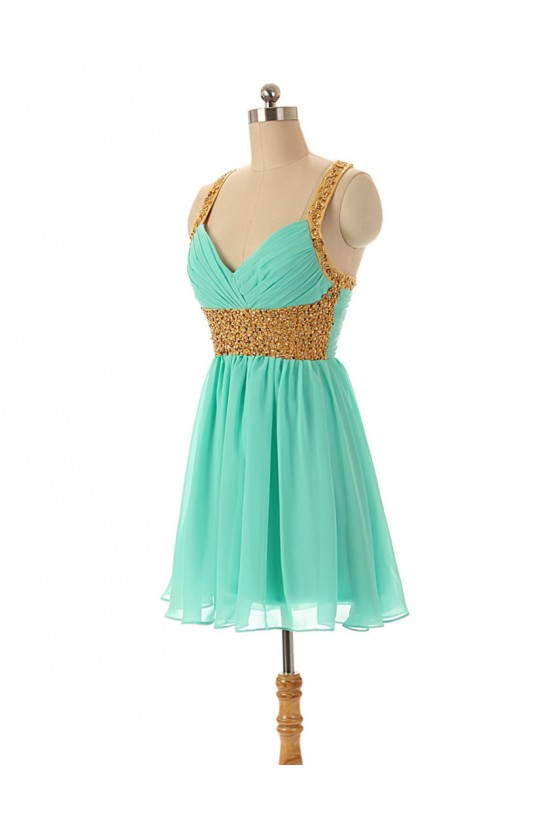 A-Line Beaded Short Chiffon Prom Evening Formal Dresses ED011594