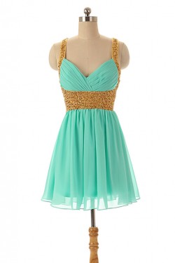 A-Line Beaded Short Chiffon Prom Evening Formal Dresses ED011594
