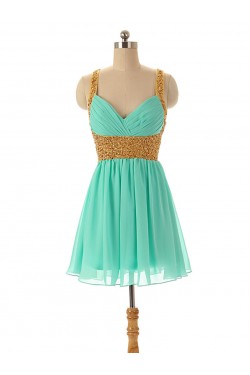 A-Line Beaded Short Chiffon Prom Evening Formal Dresses ED011594