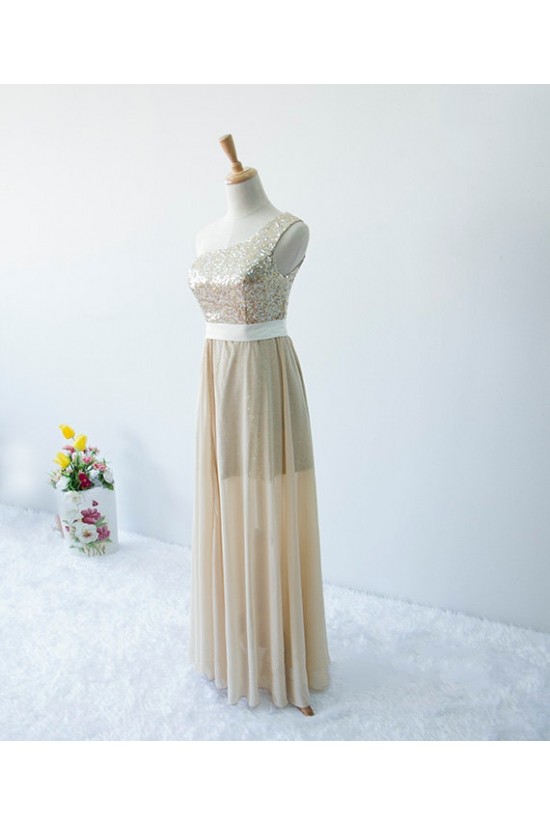 A-Line One-Shoulder Long Sequin and Chiffon Prom Evening Formal Dresses ED011598 A-Line One-Shoulder Long Sequin and Chiffon Prom Evening Formal Dresses ED011598