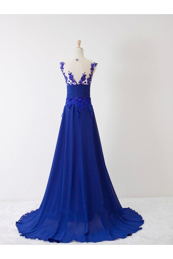 A-Line Long Blue Applique and Chiffon Prom Evening Formal Dresses ED011600 A-Line Long Blue Applique and Chiffon Prom Evening Formal Dresses ED011600
