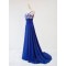 A-Line Long Blue Applique and Chiffon Prom Evening Formal Dresses ED011600