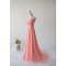 A-Line One-Shoulder Beaded Long Chiffon Prom Evening Formal Dresses ED011604