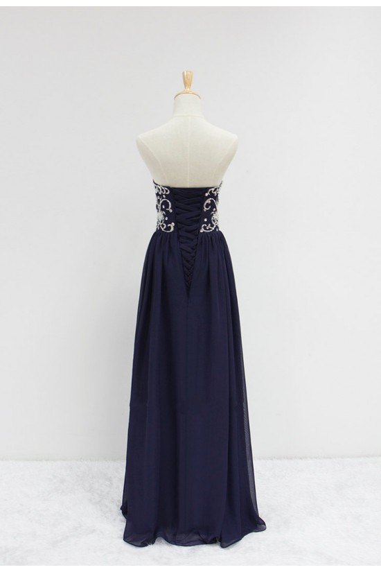 A-Line Sweetheart Beaded Long Chiffon Prom Evening Formal Dresses ED011607