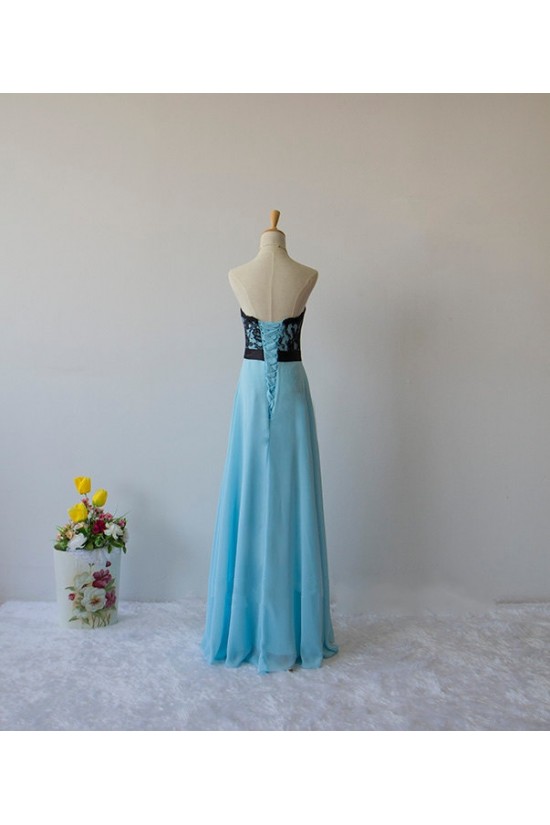 A-Line Strapless Lace and Chiffon Long Prom Evening Formal Dresses ED011608