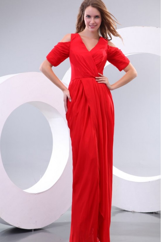 Long Red Short Sleeve Chiffon Prom Evening Formal Party Dresses ED010161 Long Red Short Sleeve Chiffon Prom Evening Formal Party Dresses ED010161